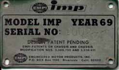 EMPI Imp Serial Number Plate
